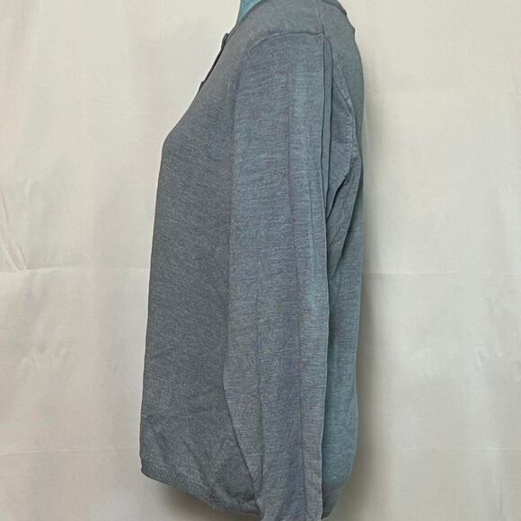 Vintage Victoria Holley Silk Blend Cardigan Sweater Slate Blue size large preppy - Picture 4 of 6